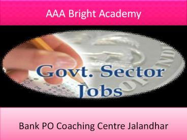 Bank PO Coaching Centre Jalanadhar