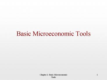 Basic Microeconomic Tools