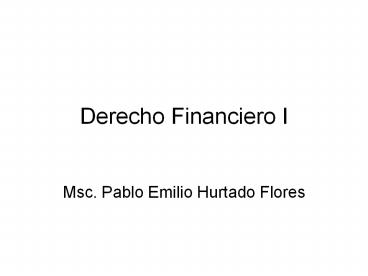 Derecho Financiero I