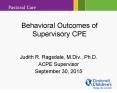 Behavioral Outcomes of Supervisory CPE PowerPoint PPT Presentation