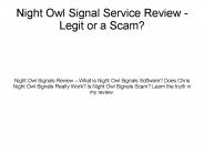 Night Owl Signals Reviews - Is It Totally Scam?