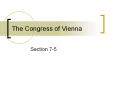 The Congress of Vienna PowerPoint PPT Presentation