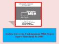 Andhra University, Visakhapatnam MBA Project reports Starts from Rs.1500/- PowerPoint PPT Presentation