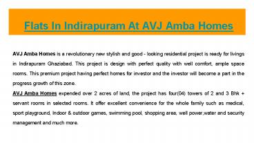 Flats In Indirapuram At AVJ Amba Homes