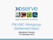 PN UNC Workgroup (Settlement topic)