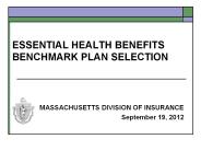 ESSENTIAL HEALTH BENEFITS BENCHMARK PLAN SELECTION