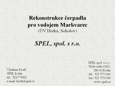 Rekonstrukce cerpadla pro vodojem Markvarec (