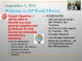 September 3, 2015 Welcome to AP World History PowerPoint PPT Presentation