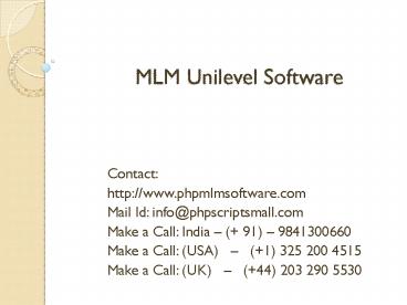 MLM Software, MLM Unilevel Software