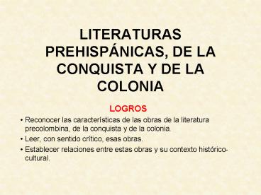 LITERATURAS PREHISP