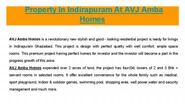 AVJ Amba Homes Property  In Indirapuram