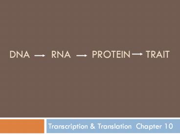 DNA    RNA    Protein   Trait