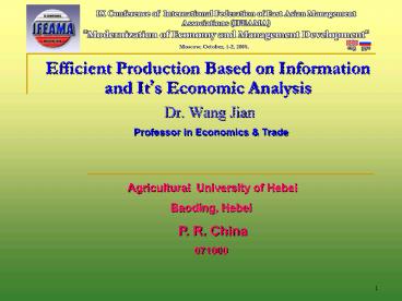 Efficient Production Based on Information and It