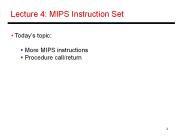 Lecture 4: MIPS Instruction Set