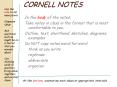 CORNELL NOTES PowerPoint PPT Presentation
