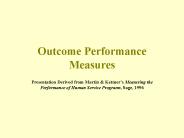 Outcome Performance Measures