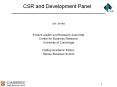 CSR and Development Panel PowerPoint PPT Presentation