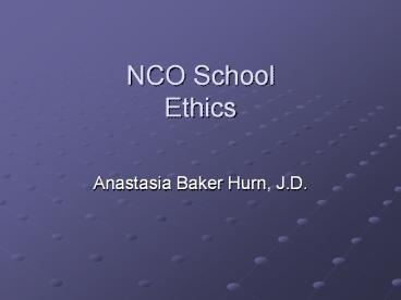 NCO School Ethics