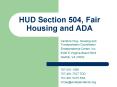 HUD Section 504, Fair Housing and ADA PowerPoint PPT Presentation