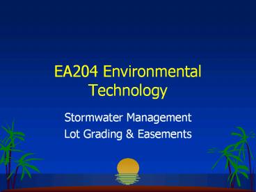 EA204 Environmental Technology