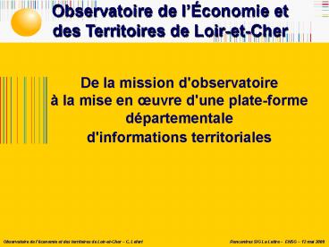 De la mission d'observatoire 