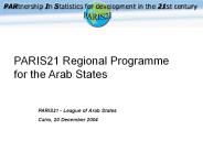 PARIS21 Regional Programme for the Arab States