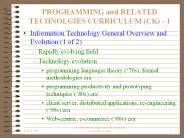 PROGRAMMING and RELATED TECHNOLGIES CURRICULUM (CK) - 1