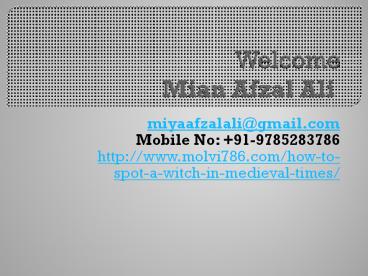 HOW TO SPOT A WITCH IN MEDIEVAL TIMES   +91-9785283786