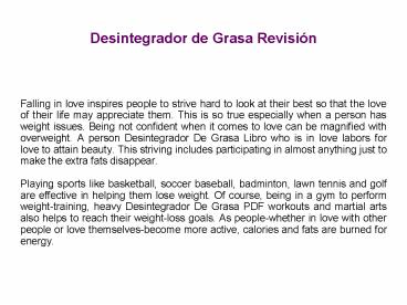 Desintegrador de Grasa Libro Revisión