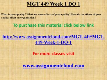 MGT 449 Week 1 DQ 1