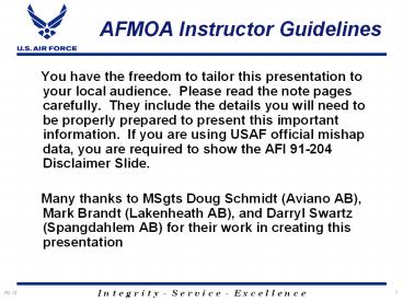 AFMOA Instructor Guidelines