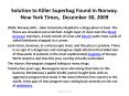 Solution to Killer Superbug Found in Norway. New York Times, December 30, 2009 PowerPoint PPT Presentation