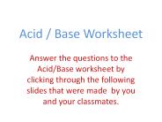 Acid / Base Worksheet