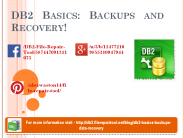 DB2 Basics - Backups and Recovery