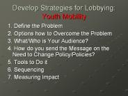 Develop Strategies for Lobbying: Youth Mobility