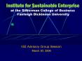 Institute for Sustainable Enterprise at the Silberman College of Business Fairleigh Dickinson University PowerPoint PPT Presentation
