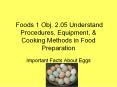 Foods 1 Obj. 2.05 Understand Procedures, Equipment, PowerPoint PPT Presentation