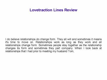 Lovetraction Lines Read This Review First!