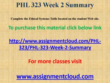 PHL 323 Week 2 Summary