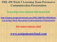 PHL 458 Week 5 Learning Team Persuasive Communication Presentation PowerPoint PPT Presentation