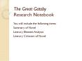 The Great Gatsby Research Notebook PowerPoint PPT Presentation