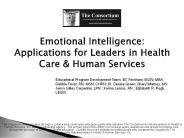Emotional Intelligence: Applications for Leaders in Health Care
