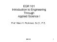 EGR 101 Introduction to Engineering Through Applied Science I PowerPoint PPT Presentation