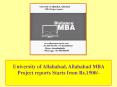 University of Allahabad, Allahabad MBA Project reports Starts from Rs.1500/- PowerPoint PPT Presentation