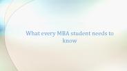 What every MBA student needs to know