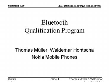 Bluetooth Qualification Program