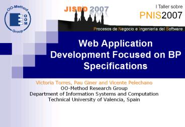 Web Application Development Focused on BP Specifications