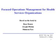 Focused Operations Management for Health Services Organizations