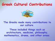 Greek Cultural Contributions
