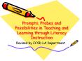 Prompts, Probes and Possibilities in Teaching and Learning through Literacy Instruction PowerPoint PPT Presentation